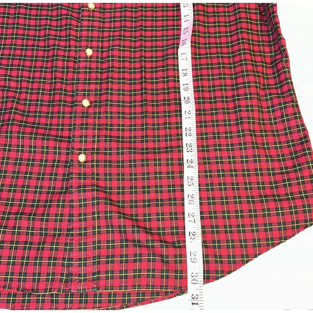 Ralph Lauren Shirt Men‎ Red Black Plaid Button Up Long Sleeve Polo Logo Sz XXL